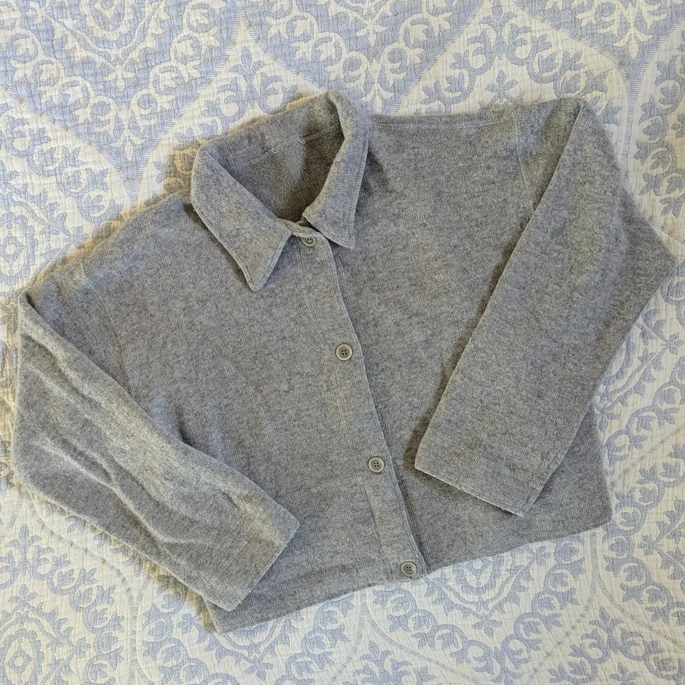 J. Crew Gray Button-Up Knit Jacket - Picture 1 of 7